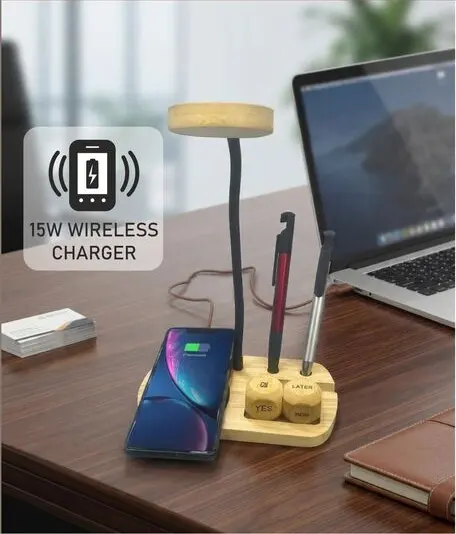 PowerGlow GlowDesk: Bamboo Table Top with LED Lamp