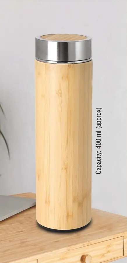 Stainless steel Bamboo Vacuum flask with Tea Strainer